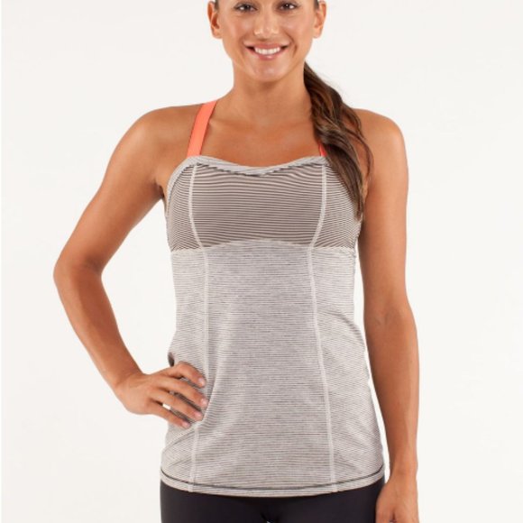 Lululemon Run: Catch Me Tank Tonka Stripe Cashew / Black Add (Rare) 2012 - Picture 5 of 8